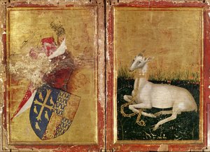 Herb i Biała Harta, z "Dyptyku z Wilton", ok. 1395-99 (tempera jajowa na dębie) (verso)