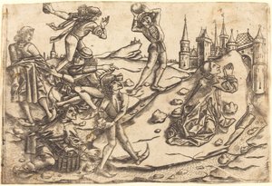 Ukamienowanie św. Szczepana autorstwa Master with the Banderoles after Israhel van Meckenem