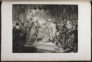 Król Ryszard II. Akt IV. Scena I.King Richard, Bolingbroke, York, Aumerle itp. W gmachu parlamentu, ok. 1803 (ryc.) autorstwa Mather Brown