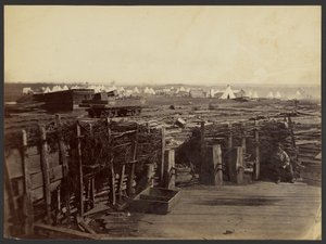 [Fortyfikacje, Manassas, zajęte przez 13 Mass.] autorstwa Mathew B. Brady