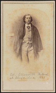 Carte-de-visite portret płk. Elmer Ephraim Ellsworth, 1861. autorstwa Mathew Brady