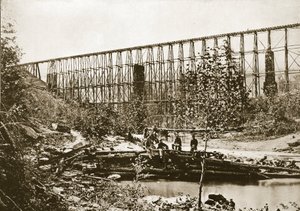 Most na Wodzie Spadowej, kolej Nashville i Chattanooga, 1861-65 autorstwa Mathew B. Brady