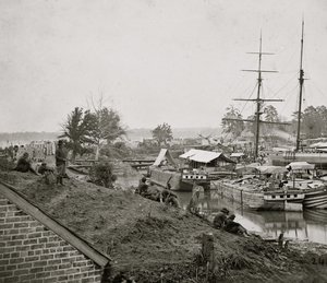 Lądowanie w Białym Domu na Pamunkey, 1862 autorstwa Mathew B. Brady