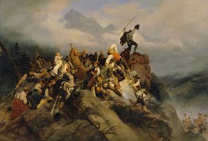 Ojciec Joachim Haspinger wśród walczących chłopów autorstwa Mathias Artaria