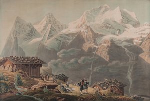 Jungfrau, Münch, Eiger z Wengernalp 1822 (akwarela)