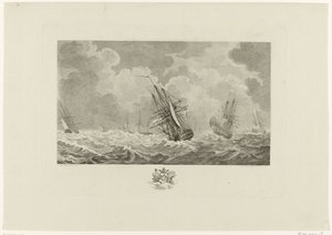Holenderska flota podczas burzy, 1784 autorstwa Mathias de Sallieth
