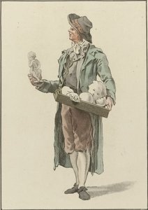 Sprzedawca uliczny z gipsowymi figurkami autorstwa Mathias de Sallieth