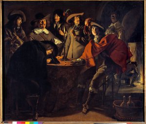 La Tabagie ou le corps de garde Obraz Mathieu Le Nain (Lenain) (1607-1677) XVII w. Słońce. 1,17x1,37m