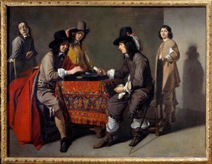 Gracze tric trac (Trictrac lub Trictrac: przodek tryktraka). Olej na płótnie. Obraz Mathieu Le Dwarf (Lenain) (1607-1677)