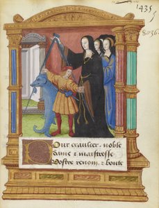 BNF Fr2285 f5r - Kompas z delfinem autorstwa Maitre de Philippe de Gueldre
