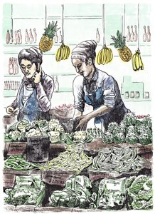 Borough Veg 2, 2013 (tusz na papierze) autorstwa Matt Bannister