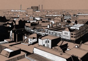 Widok Croydon, 2016 (tusz akrylowy na płycie)