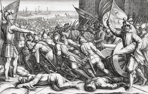 Zaokrętowanie wojsk Ferdynanda I Medyceusza (rycina) autorstwa Matteo (after) Rosselli