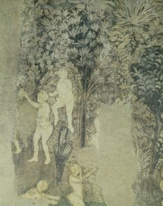 Fragment kąpiących się mężczyzn ze schematu dekoracyjnego w Sali Papieży, fresk z 1437 r.