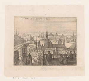 Twarz w Paryżu Le Palais et le Louvre a Paris (tytuł na obiekcie) Siedem francuskich pejzaży i pejzaży miejskich (tytuł serii) autorstwa Matthäus Merian (I)