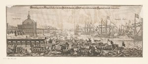 Wylot floty z Katarzyną z Bragança do Anglii, 20 kwietnia 1662 Abbildung wie die Königin Catharina von Gross Britanien zu Schiff von Lisabona nacher podróżuje do Anglii. Anno 1662 (tytuł na obiekcie) Małżeństwo Katarzyny Bragança i En autorstwa Matthäus Merian (II)