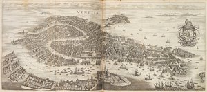 Panorama Wenecji. Z Newe Archontologia cosmica autorstwa Johanna Ludwiga Gottfrieda, 1646.