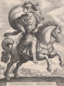 Cesarz Wespazjan na koniu, z cyklu Pierwszych dwunastu cezarów rzymskich, tablica 1..., 1610-50.