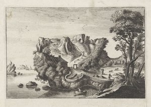 Antropomorficzny krajobraz w formie głowy mężczyzny autorstwa Matthaus the Elder (after) Merian