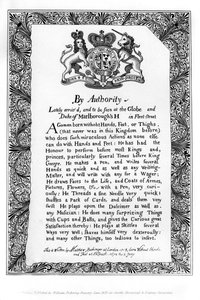 Kaligraficzny rachunek wystawowy Mateusza Buchingera, Krasnoluda z Norymburga, 1717, 1840 autorstwa Matthew Buchinger