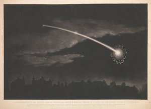 Przedstawienie meteoru widzianego w Paddington około 12 minut przed godziną 11 wieczorem 11 lutego 1850 r. autorstwa Matthew Cotes Wyatt