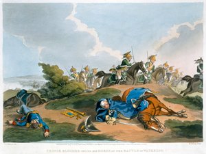 „Książę Blucher pod swoim koniem w bitwie pod Waterloo”, 1815