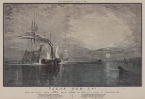 Zerwij ją! lub The Bad Ship Irish Church holowany do swojego ostatniego domu w Westminster (kolor lito) autorstwa Matthew