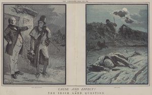 Przyczyna i skutek! lub The Irish Land Question (kolor lito) autorstwa Matthew