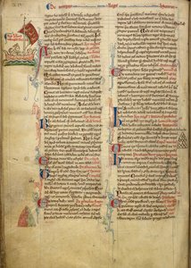 Royal 14 C. VII, f.116v Rysunek na marginesie przedstawiający króla Henryka III płynącego przez kanał La Manche do Bretanii, z fragmentem tekstu własnoręcznego autora, ilustracja z „Historii Anglorum” autorstwa Matthew Paris