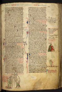 Royal 14 C. VII f. 122r Roger Nigel, biskup Londynu, konsekrujący Edmunda z Abington na arcybiskupa Canterbury; autorstwa Matthew Paris