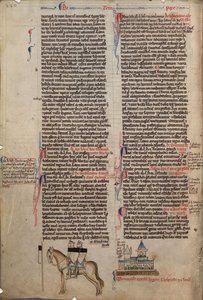 Dwóch templariuszy na jednym koniu Z Chronica maiora I Mateusza Parisa, XIII w.