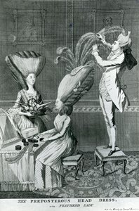 Niedorzeczne nakrycie głowy lub dama z piór, 1776 autorstwa Matthew or Matthias Darly