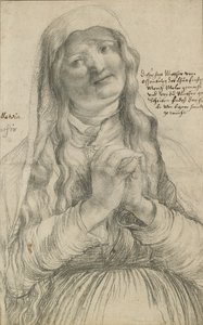 Starsza kobieta ze splecionymi rękami, ok. 1512 (czarna kreda na papierze) autorstwa Matthias Grünewald