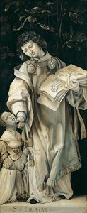 Tablica Ołtarza Hellera przedstawiająca św. Cyriakosa autorstwa Matthias Grünewald