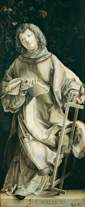 Tablica Ołtarza Hellera przedstawiająca św. Wawrzyńca autorstwa Matthias Grünewald
