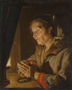 Staruszka modląca się, koniec lat 30. lub początek lat 40. XVII wieku.