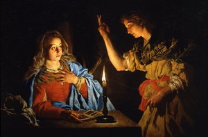 Zwiastowanie, początek XVII wieku. autorstwa Matthias Stomer