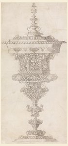 Kubek stojący z pokrywką, z "Novum opus cratero graphicum..." autorstwa Matthias Zündt