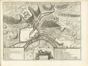 Beleg van Huy, 1705 Plan zamku miejskiego i fortu Huy obleganych przez wojska SAE de Baviere & du Marechal de Villeroy le 26 maja 1705 (tytuł przedmiotu)