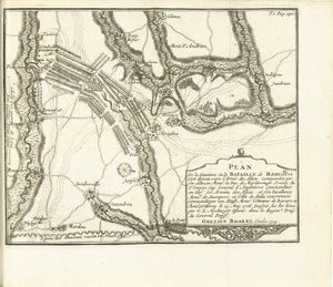 Żużel bij Ramillies, 1706 Plan zamku miejskiego i fortu Huy obleganych przez wojska SAE de Baviere & du Marechal de Villeroy le 26 maja 1705 (tytuł przedmiotu)