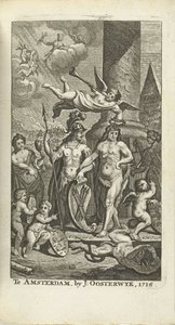 Grawerowana strona tytułowa J. Lamigue: Życie Zyne Hoogheit Johan Willem Friso, 1716 autorstwa Matthijs Pool