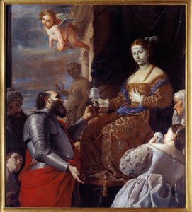 Sophonisbe (235-203 pne) biorąc truciznę. Massinissa otruł swoją żonę Sophinisbe, królową Numidii, zamiast dostarczać ją do Rzymu. Obraz Mattii Preti (1613-1699) Ec. Włochy.