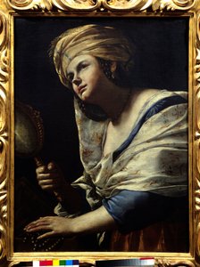 Vanite Woman z turbanem i lustrem - Obraz Mattia Preti (1613-1699) XVII-wieczna Florencja, galeria Uffizi autorstwa Mattia Preti