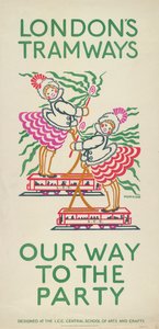 „Nasza droga na imprezę”, plakat Rady Hrabstwa Londynu LCC Tramways, 1924 autorstwa Maud Klein