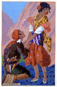 Spotkanie Don Jose i Carmen, ok. 1930 (ilustracja)