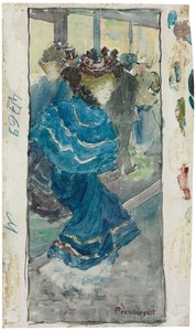 Elegancka kobieta w niebieskiej sukience, ok. 1893-94 autorstwa Maurice Brazil Prendergast