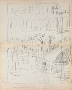 Szkicownik włoski: Bridge St. Margarita strony 67 i 68, 1898-1899. autorstwa Maurice Brazil Prendergast