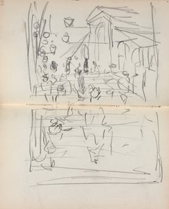 Włoski Sketchbook: Bridge with Figures strona 209 i 210, 1898-1899. autorstwa Maurice Brazil Prendergast