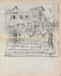 Włoski Sketchbook: Bridge with Figures str. 93 i 94, 1898-1899. autorstwa Maurice Brazil Prendergast