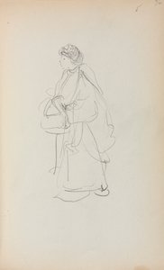 Włoski szkicownik: Stojąca kobieta trzymająca torbę, strona 56, 1898-1899. autorstwa Maurice Brazil Prendergast